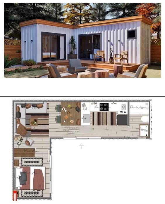 L-Shaped Container Home