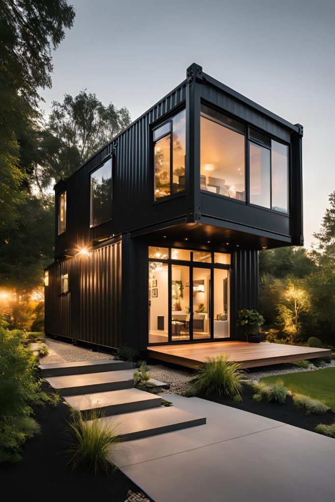 Space Saving Black Container House