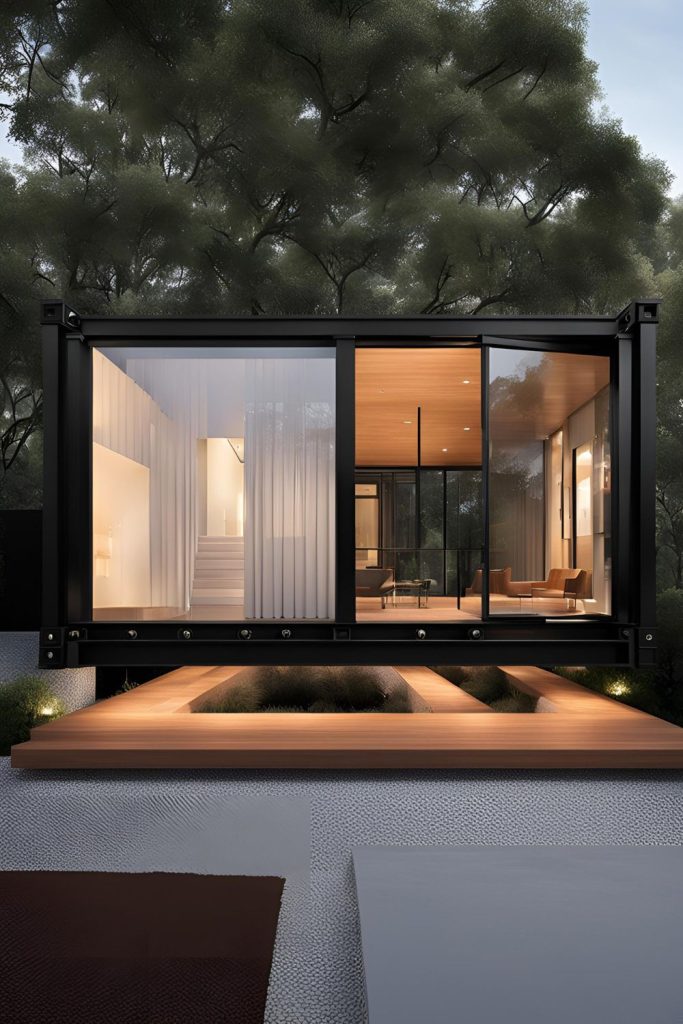 minimalistic Black container home