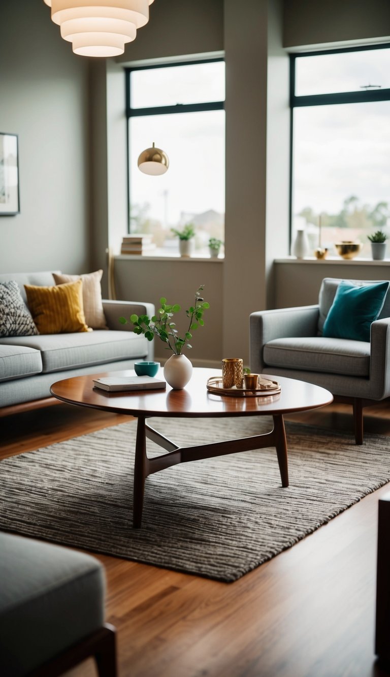 A mid-century coffee table surrounded by 17 modern living room accessories