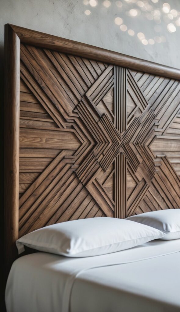 Geometric Wood Headboard